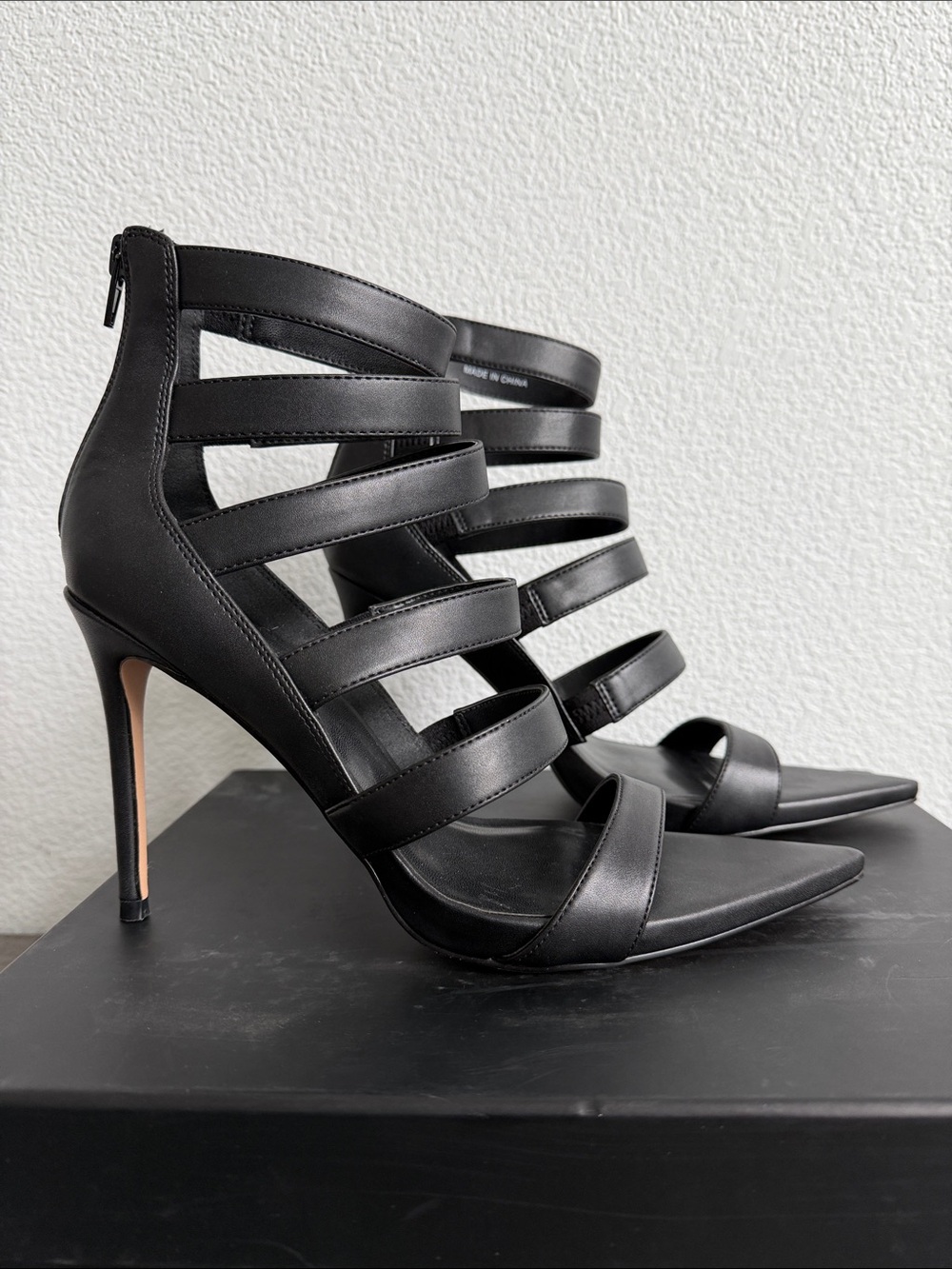 AAJ  By Aminah Natalya Black Strap Heels NIB